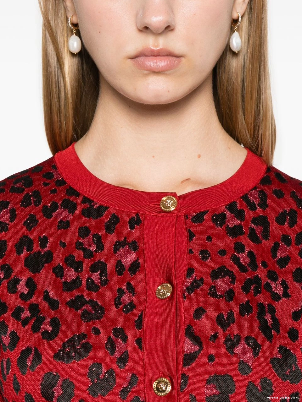Cheap cropped leopard-jacquard Women cardigan Versace 0820